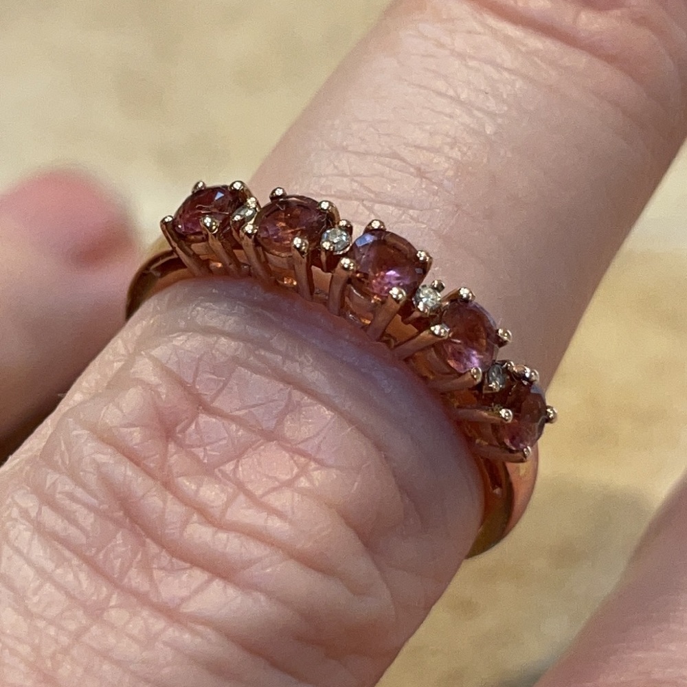 RUBELITE TOURMALINE 10k ROSE GOLD STACK RING EUC 7 - Picture 2 of 10